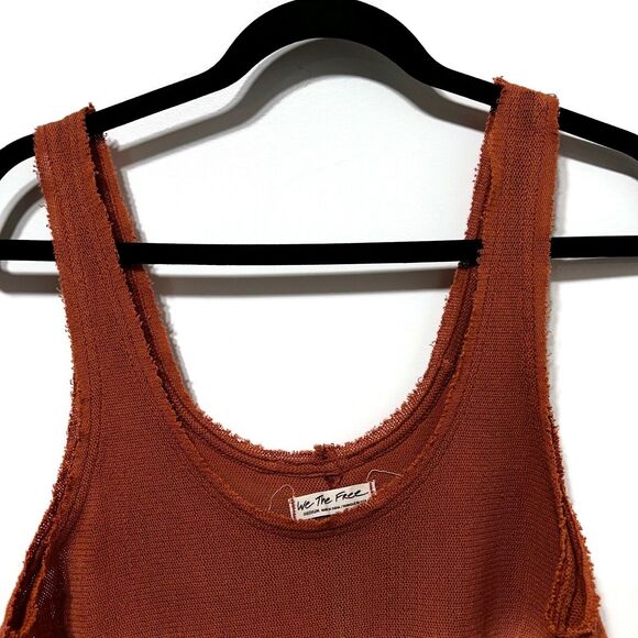 Free People Women's Joni Maxi Cotton Sleeveless Tunic Tank Top Size M In Orange - Picture 6 of 9